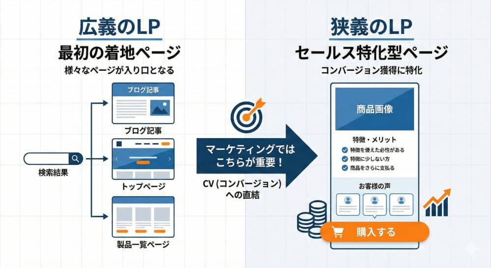 ここに広義のLPと狭義のLPの違いを示す図解