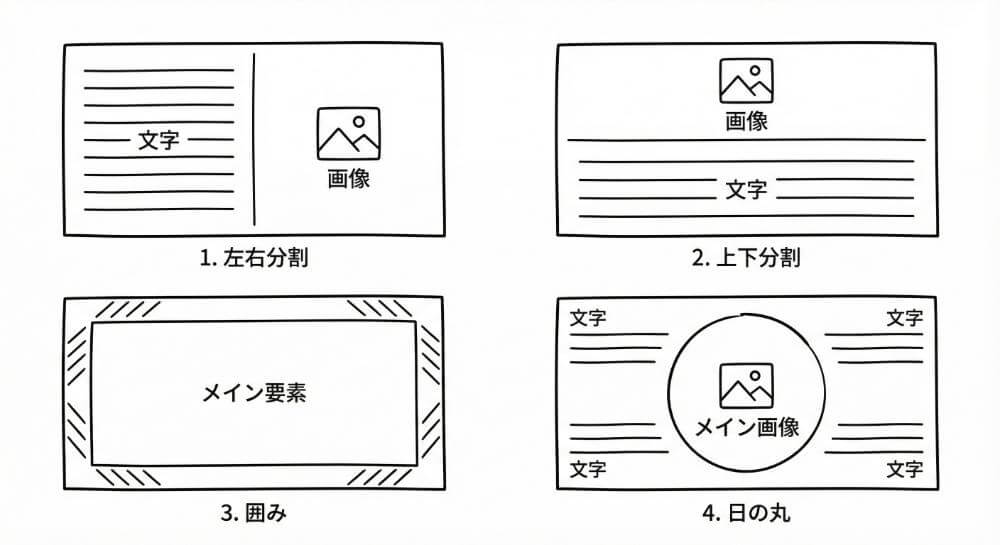 代表的なバナーレイアウトパターンの図解